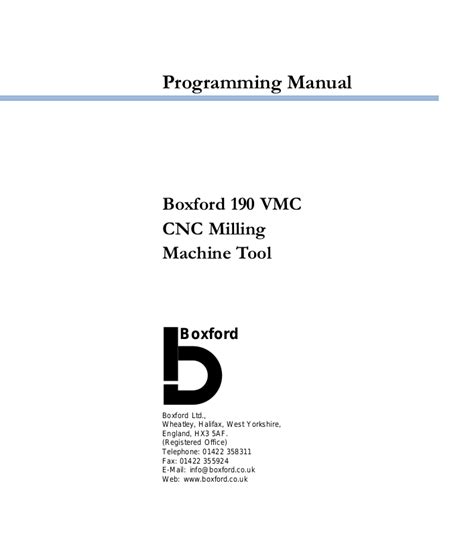 boxford 190 vmc cnc milling machine|boxford 190 VMC Programming Manual .